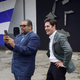 Brett Perlmutter, head of Google in Cuba (right), poses for a selfie with Cuban sculptor Kcho (Associated Press)